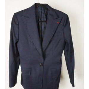 Isaia Navy Blue Peak Lapel Aquaspider Wool Womens Blazer Jacket Sz 40 BRAND NEW